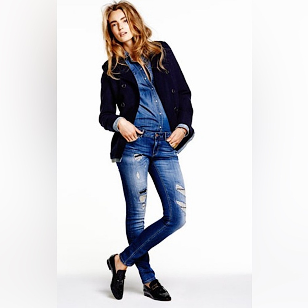 Scotch & Soda La Bohemienne Mid-Rise Skinny Distressed Jeans sz 27 $185